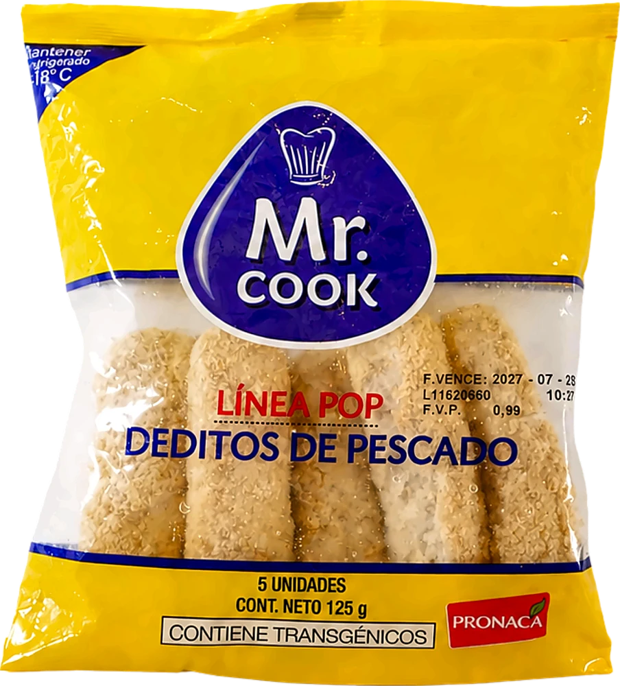 Empaque plástico para Deditos de pescado Mr. Cook