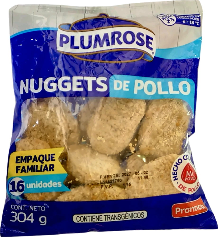 Empaque plástico para Nuggets de pollo Plumrose
