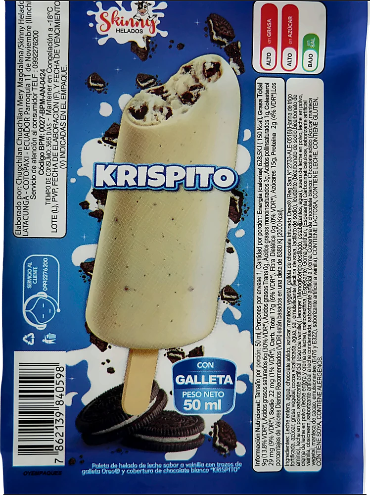 Empaque plástico para Krispito Skinny Helados